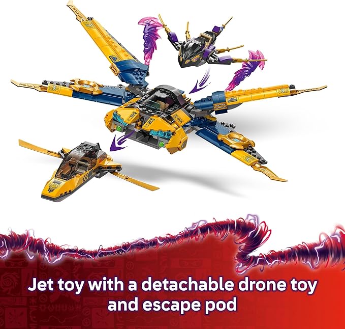 LEGO NINJAGO Ras and Arin's Super Storm Jet Toy - Building Toy for Kids, Boys and Girls, Ages 8+ - Airplane Toy with Detachable Drone and 3 Minifigures - Gift Idea for Birthdays - 71833