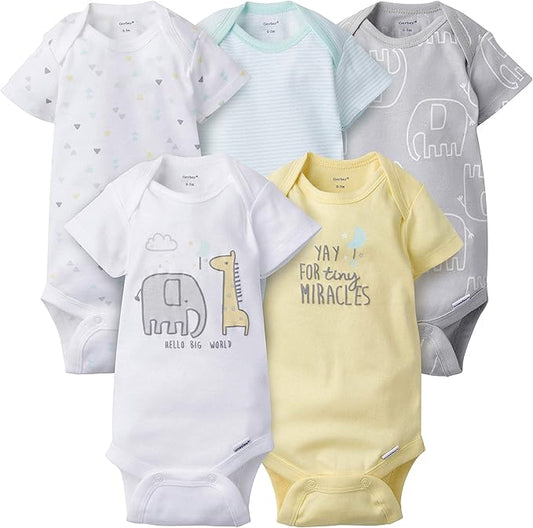 Gerber Baby Girls' 5-Pack Short Sleeve Variety Onesies Bodysuits