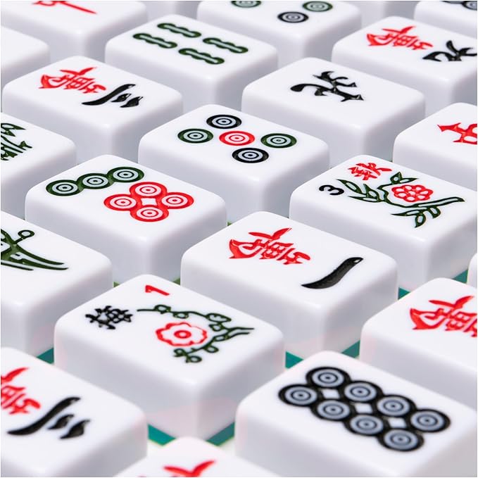 Spin Master Games Legacy Deluxe Mah Jong Classic Game with Two-Toned Tiles and Lined Wood Storage Case, Family Game for 4 Players Ages 8 and up