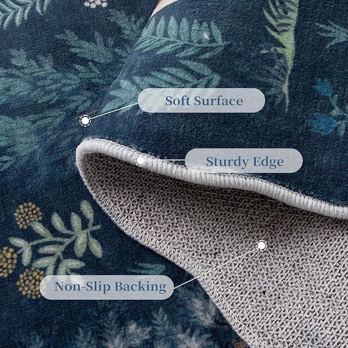 Lahome Jungle 2x3 Door Rugs for Entryway Indoor, Washable Small Rug Non Slip Bathroom Rugs Ultra-Thin Kitchen Mat, Throw Cute Neutral Rugs for Front Door Bedroom Sink (Blue, 2'x3')