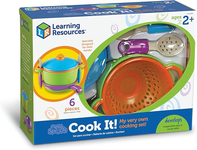 Learning Resources New Sprouts Cook it!, 6 Pieces, Ages 2+ Pretend Play Food for Toddlers, Preschool Learning Toys, Kitchen Play Toys for Kids