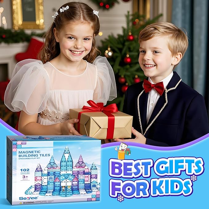 Magnetic Tiles 102pcs Princess Kids Toys Magnetic Building Blocks 3 4 5 6 7 8 Year Old Girl Gifts Girls Toys Age 4-5 6-8 9-12