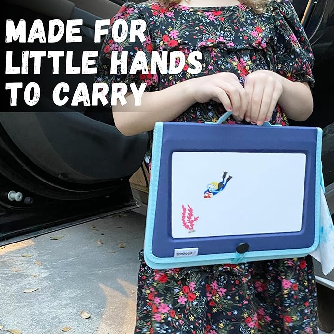 Kids Travel Educational Activity Book with Washable Markers - Car and Airplane Activities, Learning Toys for Toddlers- Reusable Stickers for Ages 4, 5, 6 (Ocean & Extra Princess Book)