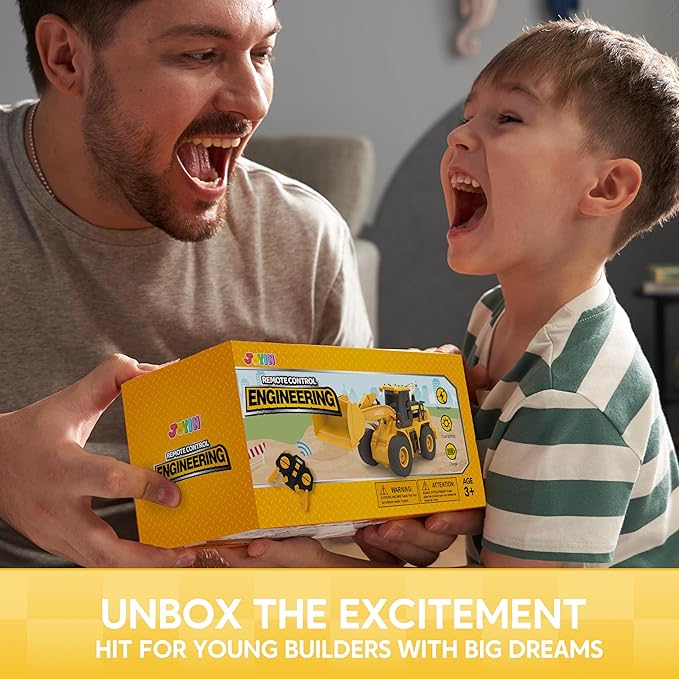 JOYIN Remote Control Construction Toys, 2.4Ghz RC Play Truck with Light, Front Loader Toys for Boys 3-5 4-7 8-12 Year Old Kids, Christmas Birthday Gift