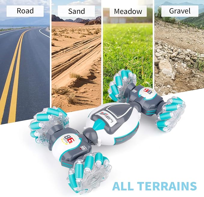 PREPOP Gesture Sensing RC Stunt Car Toys for 6-12 yr Boys&Girls - Best Birthday Gifts for Kids, 2.4Ghz Hand Controlled Remote Control Twist Cars, 4WD Transform Off Road for Rotating