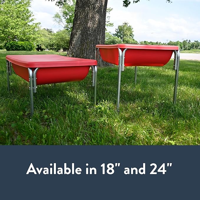 Children's Factory, 1133-18, Large Sensory Table, 18”H, Red, Kids Preschool or Playroom Sand and Water Table, Indoor and Outdoor Playground Equipment