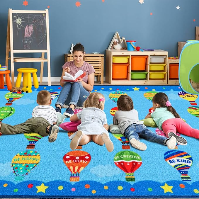 Classroom Rugs, Preschool Rugs for Classroom Elementary, School Learning Seat Area Rug, Non-Slip Educational Classroom Carpet, Washable Kids Rugs for Playroom Nursery (Style 4, 13'x 7'5")