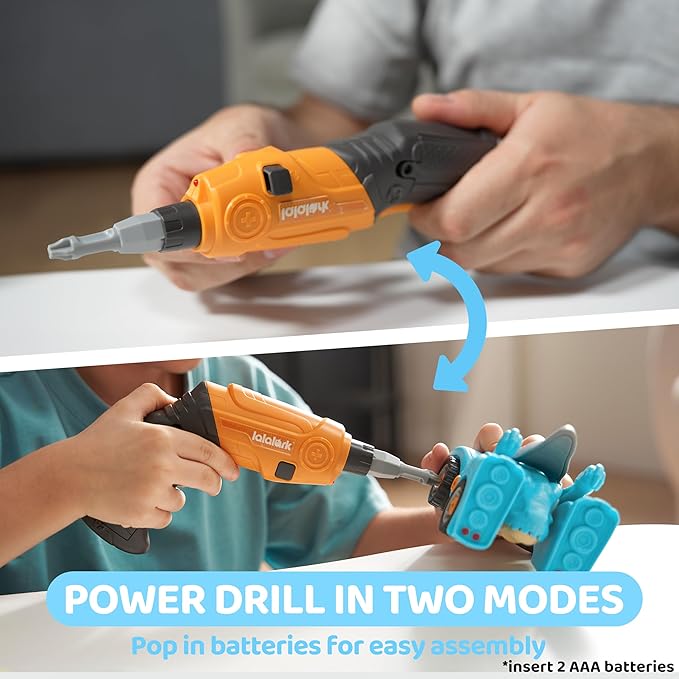 Dinosaur Toys, 3 Pack Take Apart Dinosaur Playset with Electric Drill, Transforming Construction Building Toys, Two-Way Switch, Play Cars for Boys Girls Kids, Christmas Birthday Gifts for Kids