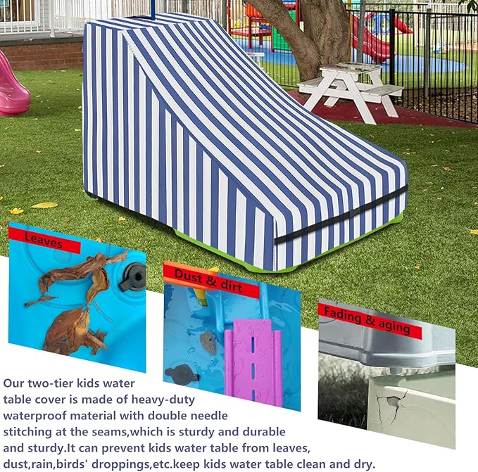 Kids Water Table Cover,Outdoor Heavy Duty 600D Waterproof Toddler Water Play Table Cover,Compatible with Step2 Waterpark Wonders Two-Tier Water Table