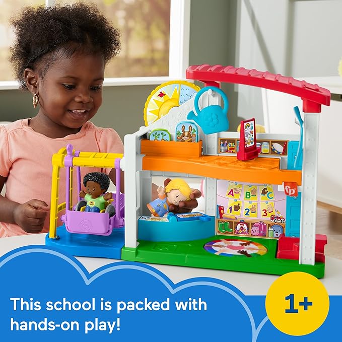Fisher-Price Little People Toddler Playset Play for All School with 2 Figures & 2 Accessories for Preschool Pretend Play Ages 1+ Years