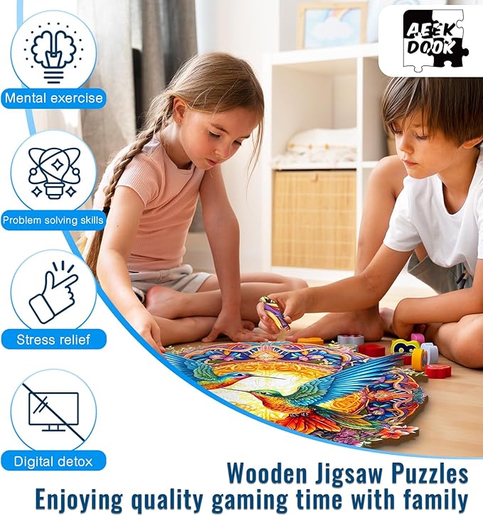 Wooden Puzzles for Adults - Wooden Jigsaw Puzzles for Adults - Hummingbird Puzzle 300 Pieces for Women Relax Puzzles (L-13.8 * 13.8in)