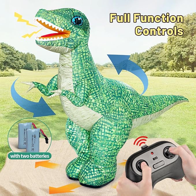 2.4GHZ Remote Control Inflatable Dinosaur Toy for Kids,Electric Toy Dinosaur with 360°Rotation,Forward & Backward,Rechargeable Walking Dinosaur Toy for Boys Kids Age 6-8 8-12 Birthday Gifts