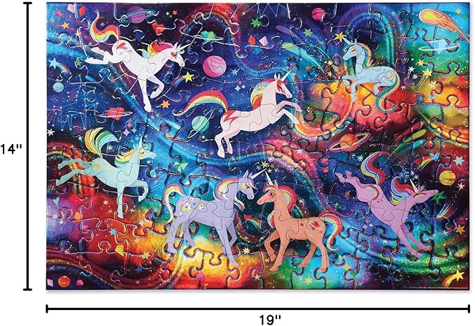 Crocodile Creek 100-Piece Jigsaw Puzzle for Kids Ages 5 and Up - Fun and Educational Table or Floor Holographic Foil Puzzle - Heavy-Duty Box for Storage - Unicorn Galaxy - 24" x 18" Finished
