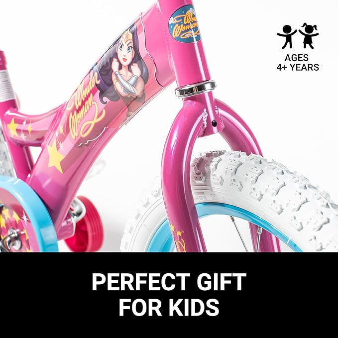 Wonder Woman 16 Inch Bike for Kids | Detachable Training Wheels for Safety & Balance | Pedal Powered Bicycle for Young Superheros Ages 4 and up| Perfect for Boys & Girls | Adjustable Seat