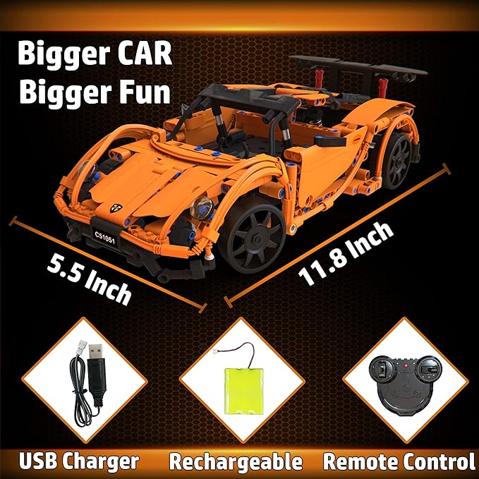 WISEPLAY STEAM Building Block RC Car Set 421 PCS - STEM Projects for Kids Ages 8-12 - Build Your Own RC Car