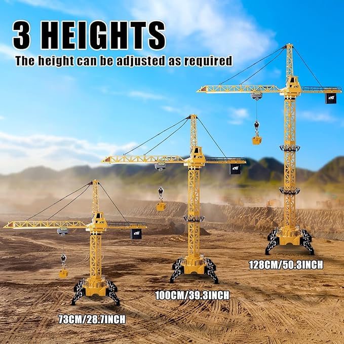 Liberty Imports 6 Channel RC Mega Tower Crane, 50.4 inch Tall 2.4GHz Remote Control Construction Site Toy 680° Rotation Lift Model with Tower Lights and Sounds for Kids