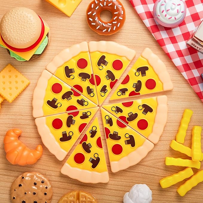 JOYIN Play Food Set 135 Pieces Play Kitchen Set for Market Educational Pretend Play, Food Playset, Kids Toddlers Toys, Kitchen Accessories Fake Food, Party Favor Christmas Stocking Stuffers