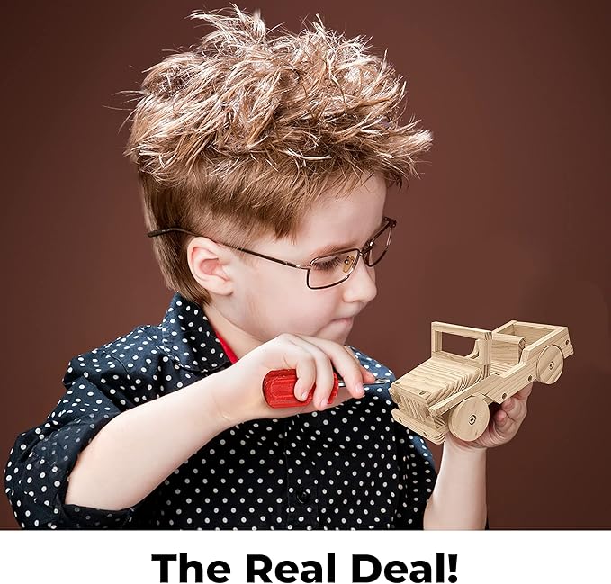 Kraftic Woodworking Building Kit for Kids and Adults, Set of 3 Educational DIY Carpentry Construction Wood Model Kit Toy Projects for Boys and Girls - Off-Road Vehicle, Flatbed Truck, Barn Birdhouse