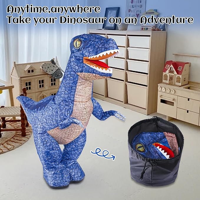 Dinosaur Inflatable Remote Control Toy for Kids, Electric Dinosaur Toy with 360°Rotation, Rechargeable T-Rex RC Walking Car for Boys & Girls, Christmas Birthday Gifts for Kids Age 6-12