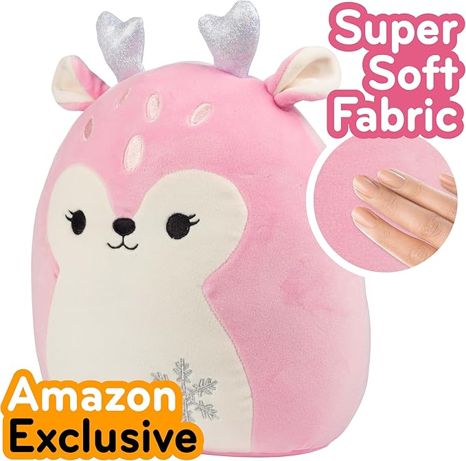Squishmallows Original 10-Inch Falala The Pink Deer - Official Jazwares Plush - Collectible Soft & Squishy Fawn Stuffed Animal Toy - Add to Your Squad - Gift for Kids, Girls & Boys