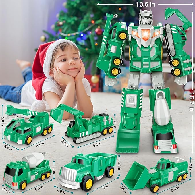 Laradola Toys for 3 4 5 6 Year Old Boys - Transform Robot Kids Toys Cars | STEM Building Toddler Toys for Ages 3+ | 5 in 1 Construction Toys Christmas Birthday Gifts for Boys Girls