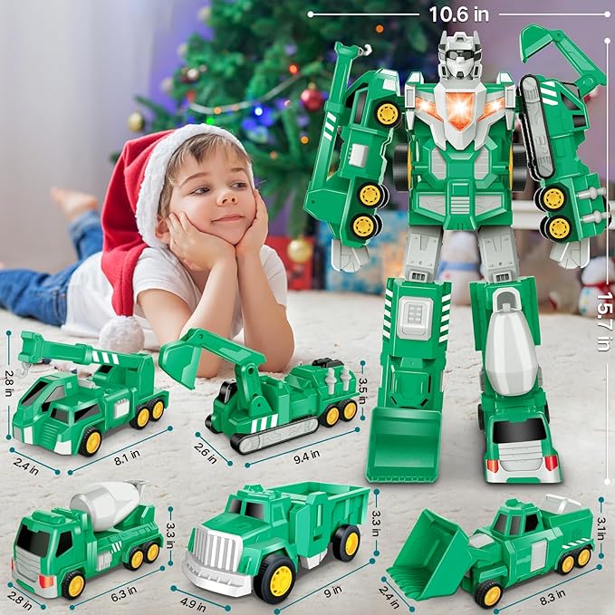 Laradola Toys for 3 4 5 6 Year Old Boys - Transform Robot Kids Toys Cars | STEM Building Toddler Toys for Ages 3+ | 5 in 1 Construction Toys Christmas Birthday Gifts for Boys Girls