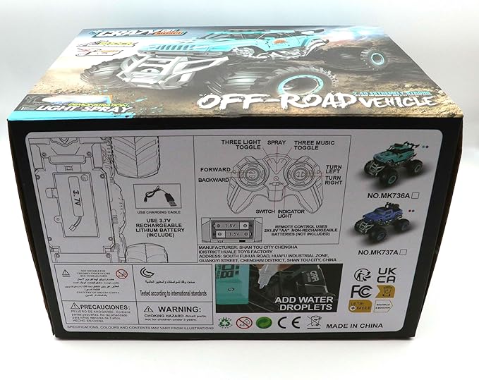 Remote Control Monster Truck, 2.4GHz All Terrain RC Cars, Remote Control Monster Car, Spray Music RC Truck for Boys 4-7 8-12 and Girls