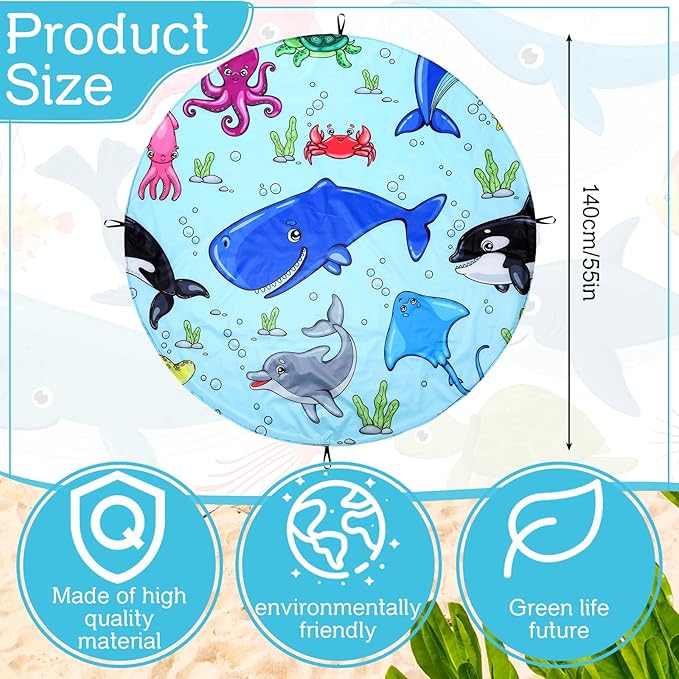 Tondiamo 4.6 x 4.6 ft Beach Pool for Toddler Baby Beach Pool Blanket 2 in 1 Waterproof Sandproof Kiddie Foldable Sand for Kid Vacation Picnic