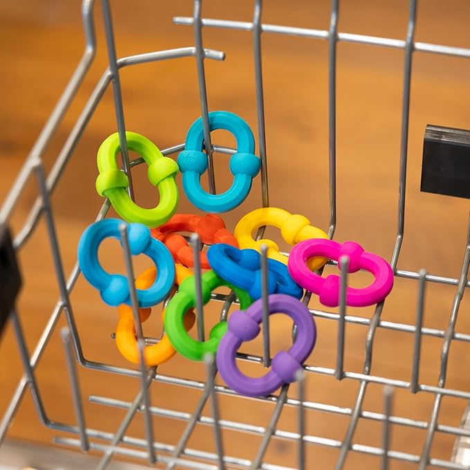 Fat Brain Toys Plip Links, Silicone Building Toys for Creative Play, Creative Construction Play Set for Preschoolers, Kids Toys Ages 3 to 12