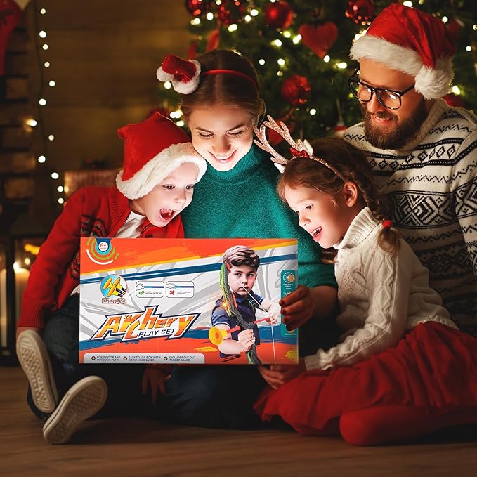 ASMAD Kids Bow and Arrow Set, LED Light Up Archery Toy Set, 10 Suction Cup Arrows, Target & Quiver, Indoor and Outdoor Kids Toys for Children Boys Girls, Christmas Birthday Gifts for Kids