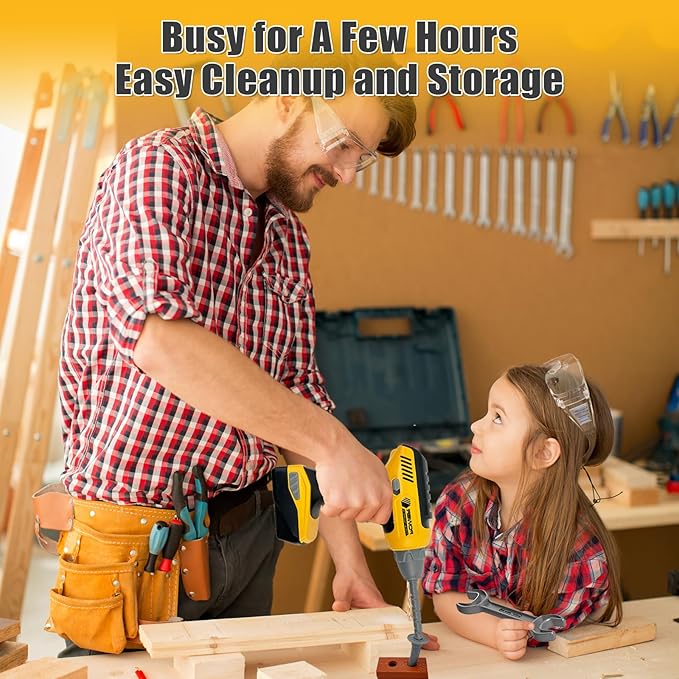 Pretend Play Kids Construction Kits, Kids Tool Set with Electronic Toy Drill & Tool Box, Toy Tools for Kids 3 4 5 6 7 8 Year Old Boys & Girls