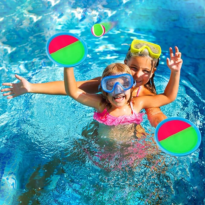Ayeboovi Toss and Catch Paddle Ball Game Outdoor Beach Pool Sand Toys Outside Lawn Yard Games for 3 4 5 6 7 8 9 10 11 12 Year Olds Girls Boys Toys Birthday Gift (2 Paddles 2 Balls)