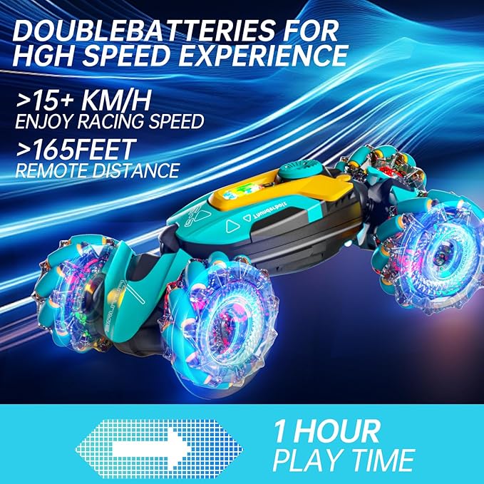 Remote Control Car, RC Gesture Control Stunt Car, 4 WD, 360° Rotation with Lights and Music, 2.4Ghz Hand Controlled Remote Control Twister Cars for Kids Gift 6-12 Years Boys and Girls