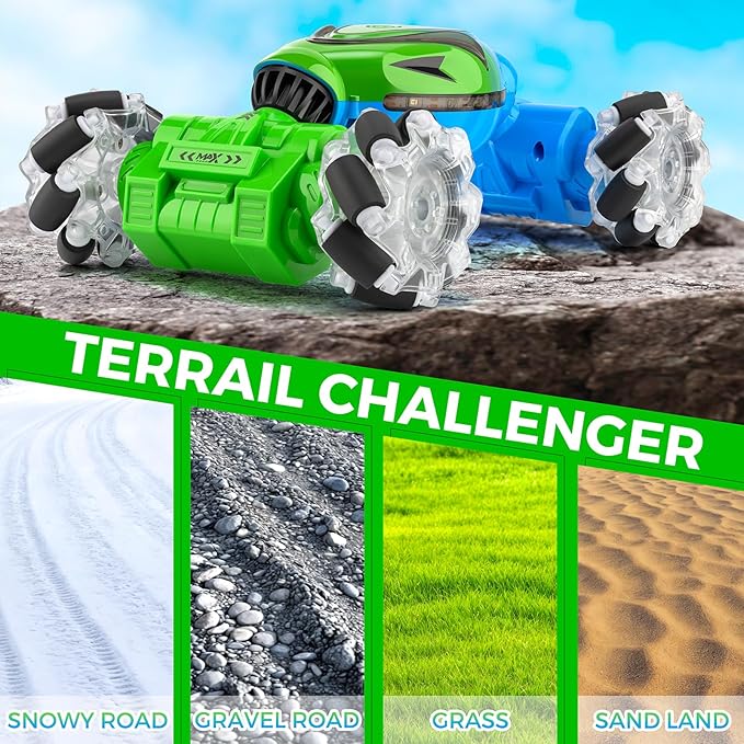 Gesture Sensing RC Stunt Car Toys for Boys 6-12, Cool 4WD Hand Remote Control Cars with Light & Music, 2.4Ghz Transform 360° Rotation Off-Road Drift Car for Kids Age 7 8 9 10 11 yr Boy Gifts