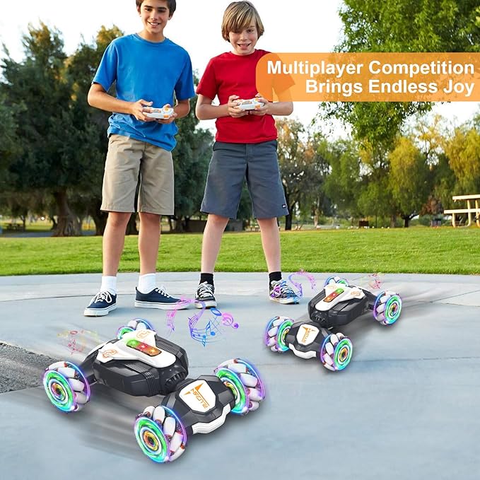 Gesture Stunt RC Car, 2.4Ghz 4WD Remote Control Car, Gravity Watch Sensor 360° Rotating Twist Drift Offroad Toy Car with Music Lights, Ages 6-12 Boys Girls Birthday