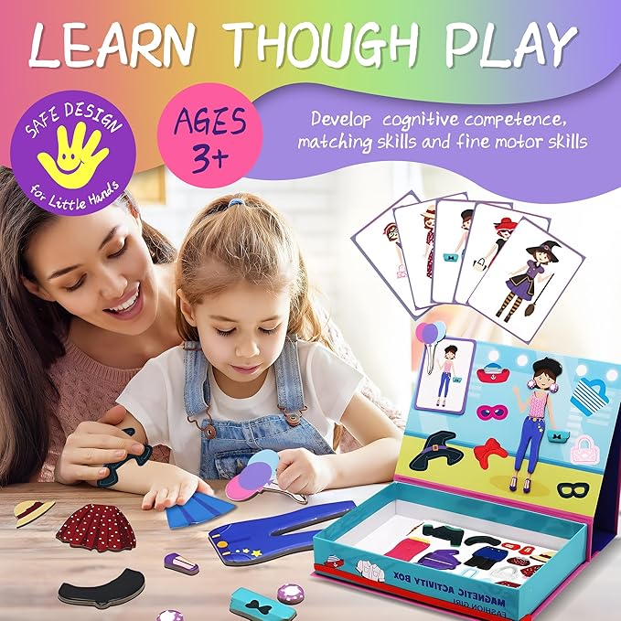 Magnetic Paper Dolls for Girls ages 4-7 - 71 PC Fashion Girl Magnetic Dress Up Dolls Kits & Preschool Toddler Learning Activities, Travel-Friendly STEM Toy, Fun Fridge Magnets for Toddlers 3-12