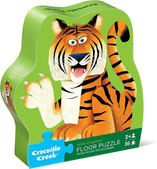 Crocodile Creek Jigsaw Puzzle, 36 Piece for Kids 3 Years and Up, Heavy-Duty Shaped Box for Storage, Finished Puzzle Size 18 x 24 inches, Wild Kingdom