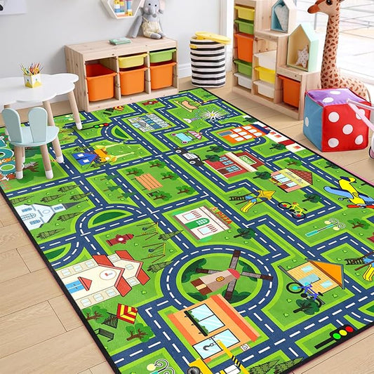 Kids Carpet City Play Mat - Cars Rugs for Boys Room Road Rug for Kids Car Track Rug for Bedroom Car Mat for Kids Toy Cars, 5x7 Feet