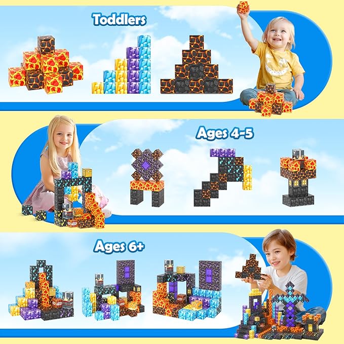 Magnetic Blocks - Build Mine Magnet World Magic Sword Portal Set, Building Toys Magnetic Tiles for Kids 3+, Classroom Must Haves Sensory Toddlers Toys Kids Games Gift for Boys & Girls 3-5 5-7