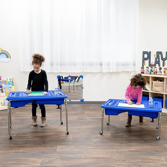 Children's Factory, 1138-18, Neptune Sensory Table & Lid, 18”H, Blue, Kids Classroom, Preschool, Playroom or Kindergarten Autism Learning Activities