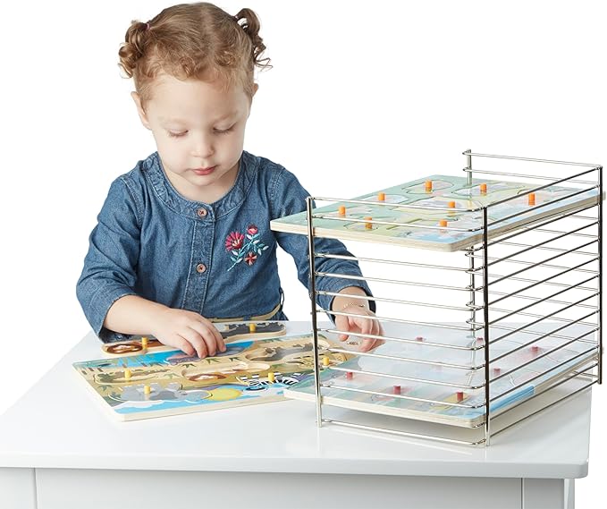 Melissa & Doug Puzzle Storage Rack - Wire Rack Holds 12 Puzzles