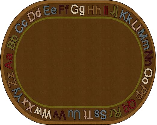 Flagship Carpets Know Your ABCs Educational Oval Area Rug for Home Learning or Classroom Mat, Kids Room or Playroom Carpet, 10'6" x 13'2",Earth Tones