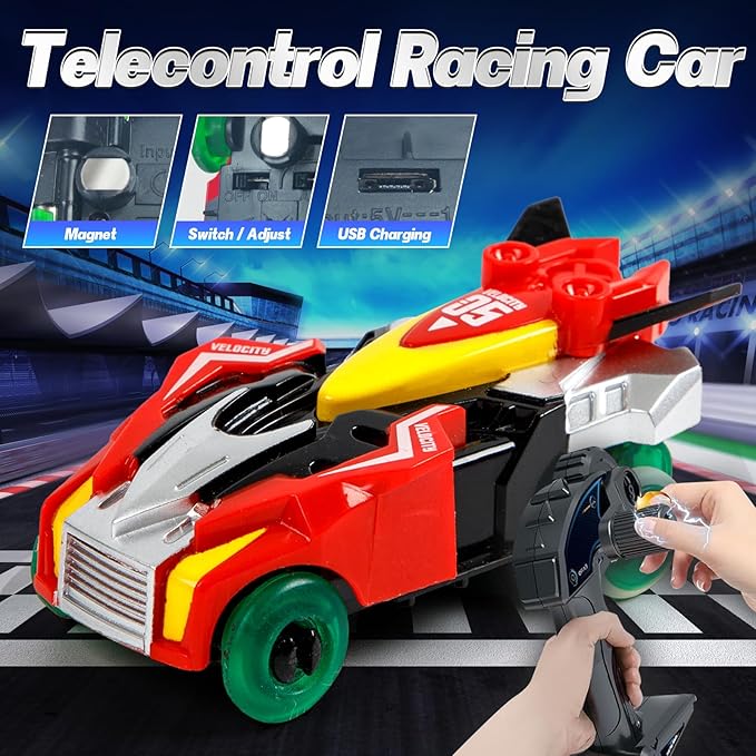 Remote Control Rail car Magnetic DIY Versatile Assembly Slot Cars Children's Competitive Race Track Toys STEM Parent-Child Boys and Girls Gifts (Upgraded Bicycle Version)
