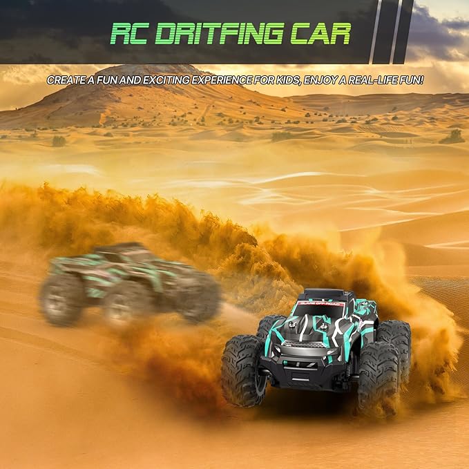 Remote Control Car for 4-7 8-12 Boys, 1/16 Scale All Terrain RC Cars,High Speed 25Km/h Fast Car with Colorful Led Light and Spray, Two Rechargeable Battery RC Truck, Toy Car Gift for Teen Boys Girl