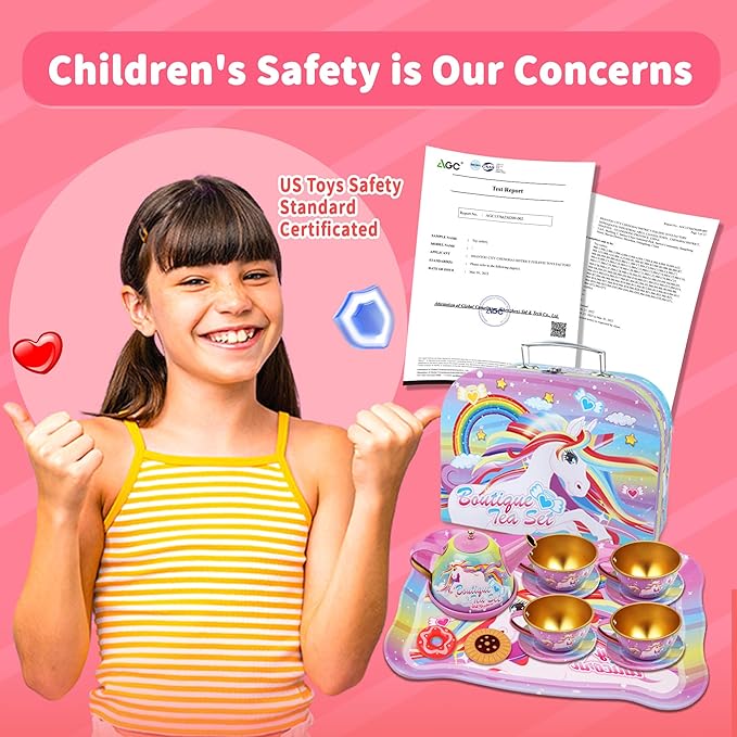 SMILESSKIDDO 46pcs Tea Party Set for Little Girls - Princess Tea Party Set,Kids Kitchen Pretend Play Toys - Toddler Tea Party Sets for Girls 3-5, Girls Tea Party Set Gift for 3 4 5 6 Girl(Unicron)