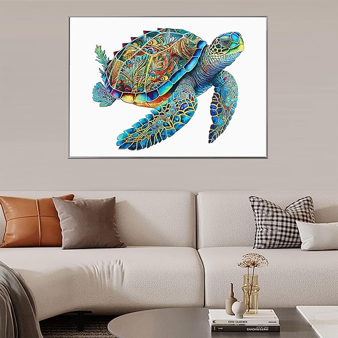 Wooden Puzzles, Sea Turtle Jigsaw Puzzles 200 Pieces, Unique Shaped Wooden Puzzle for Adults and Kids, Birthday Gift Family Game 9.2 x 11.2 Inch