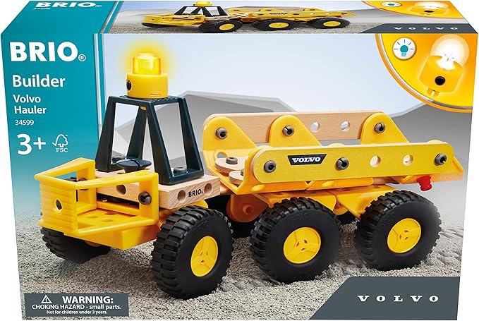 BRIO Builder - 34599 Volvo Hauler | Educational Construction Toy for Kids Age 3 Years Up