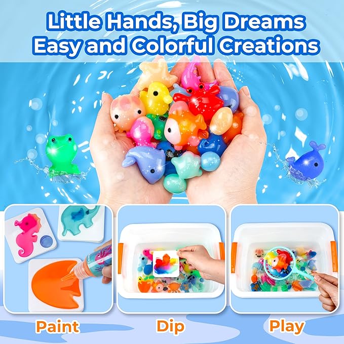 Teexpert Magic Water Elf Toy Kit - Aqua Fairy DIY Squishy Maker Craft Kit for Kids, Boys and Girls, 20 Magic Colors and Molds, Creative Arts and Crafts Gift for Christmas, Birthday, Ages 3+