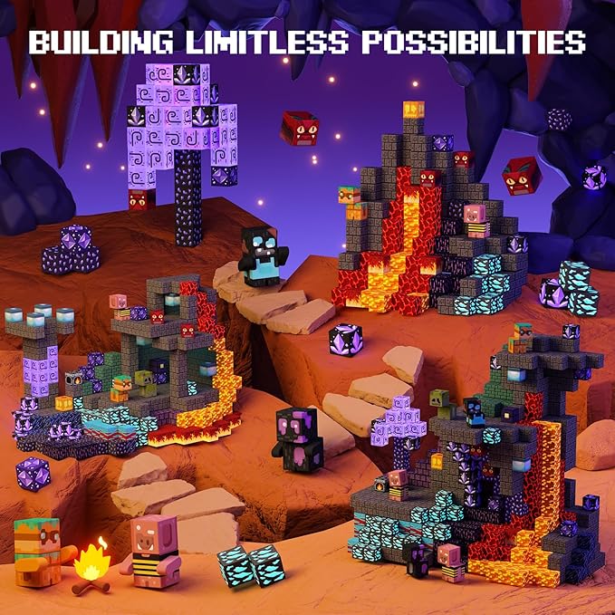 GobiDex 100PCS Magnetic Building Blocks Game-Based Build Magwonder Cave World with Magnet Construction Toys STEM Sensory Gift for Boys Girls Birthday