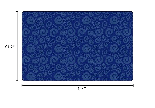 Flagship Swirl Tone on Tone Carpet for Children's Classroom and Bedroom Area Rug, Playroom or Teaching Area for Playtime and Reading, 7'6"x12', Blue